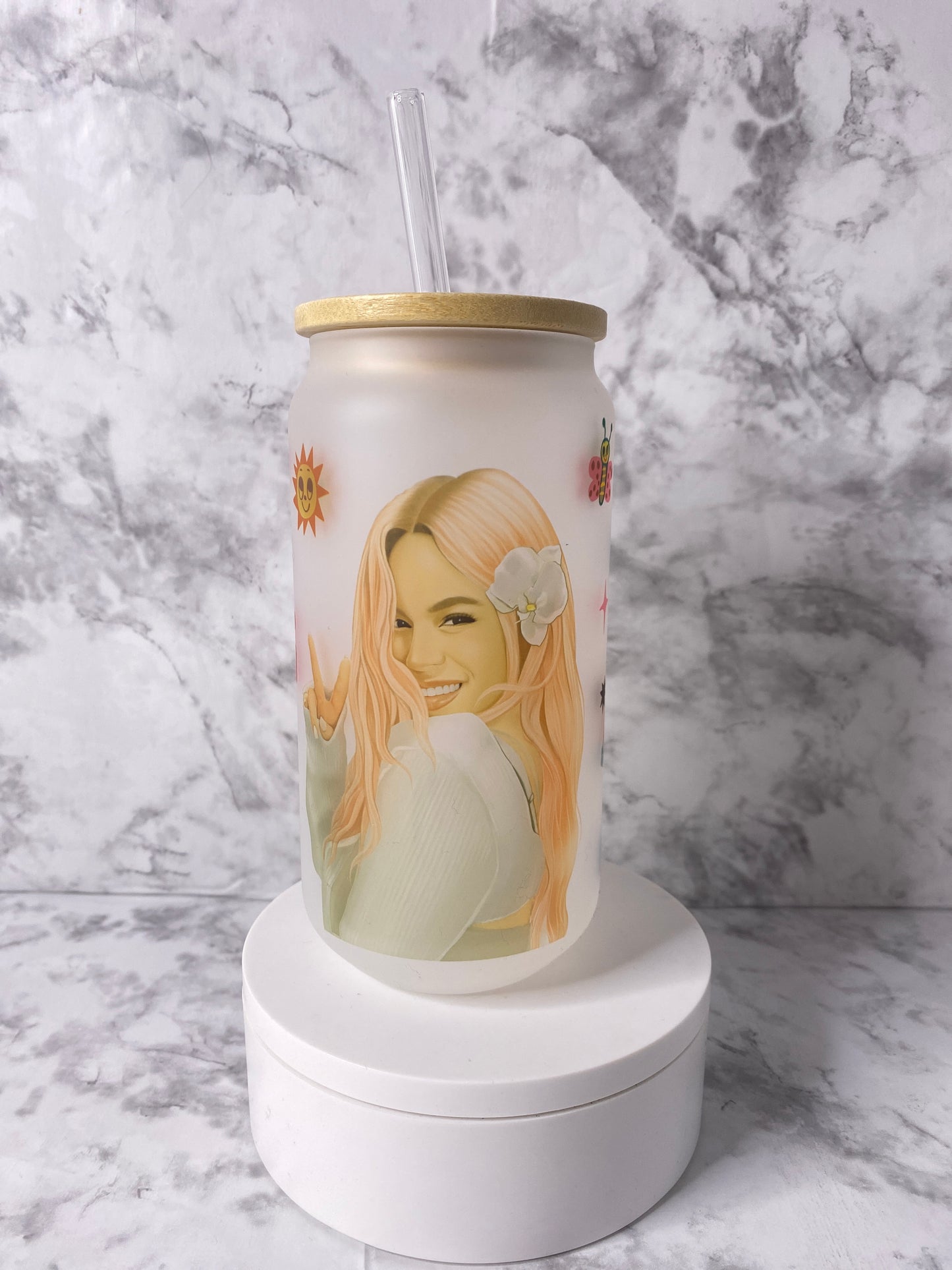 Karol G Frosted Glass Can