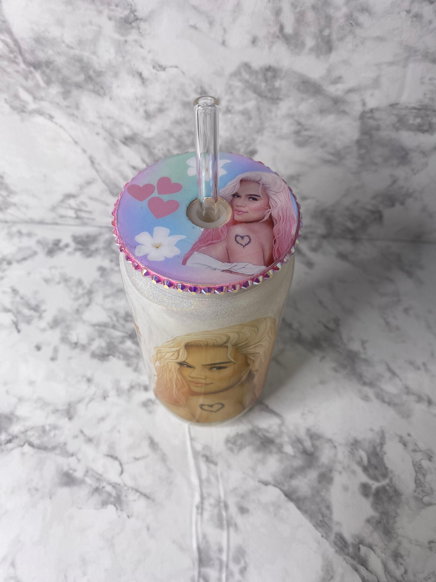 Karol G Glitter Glass Cup
