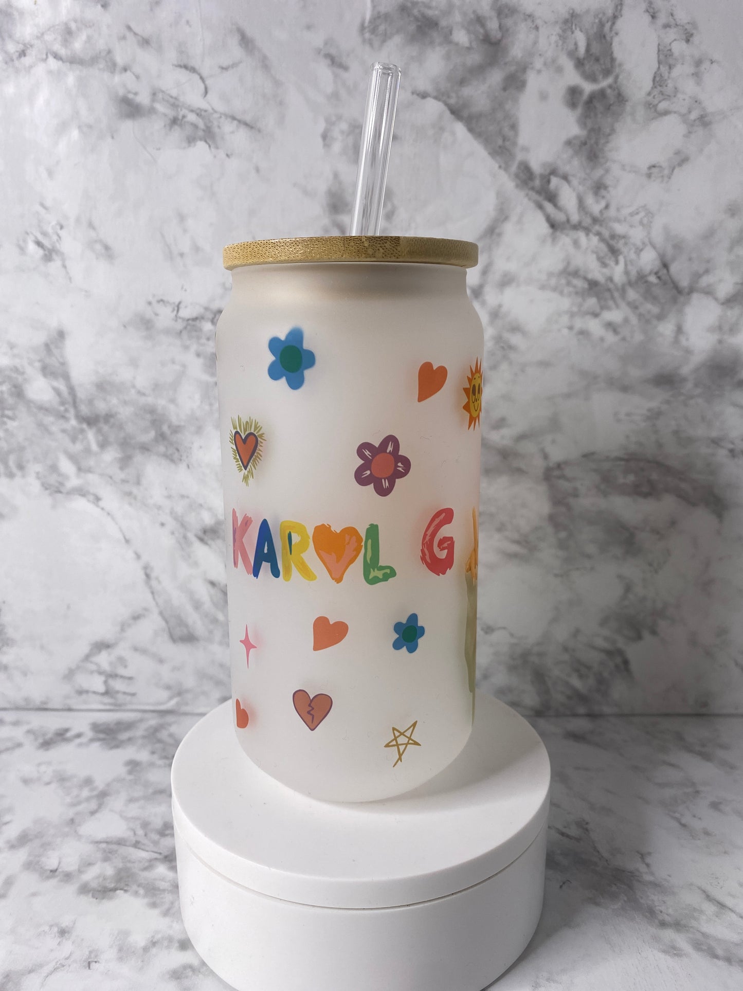 Karol G Frosted Glass Can