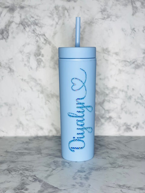 Personalized Matte Acrylic Tumbler with Rhinestone