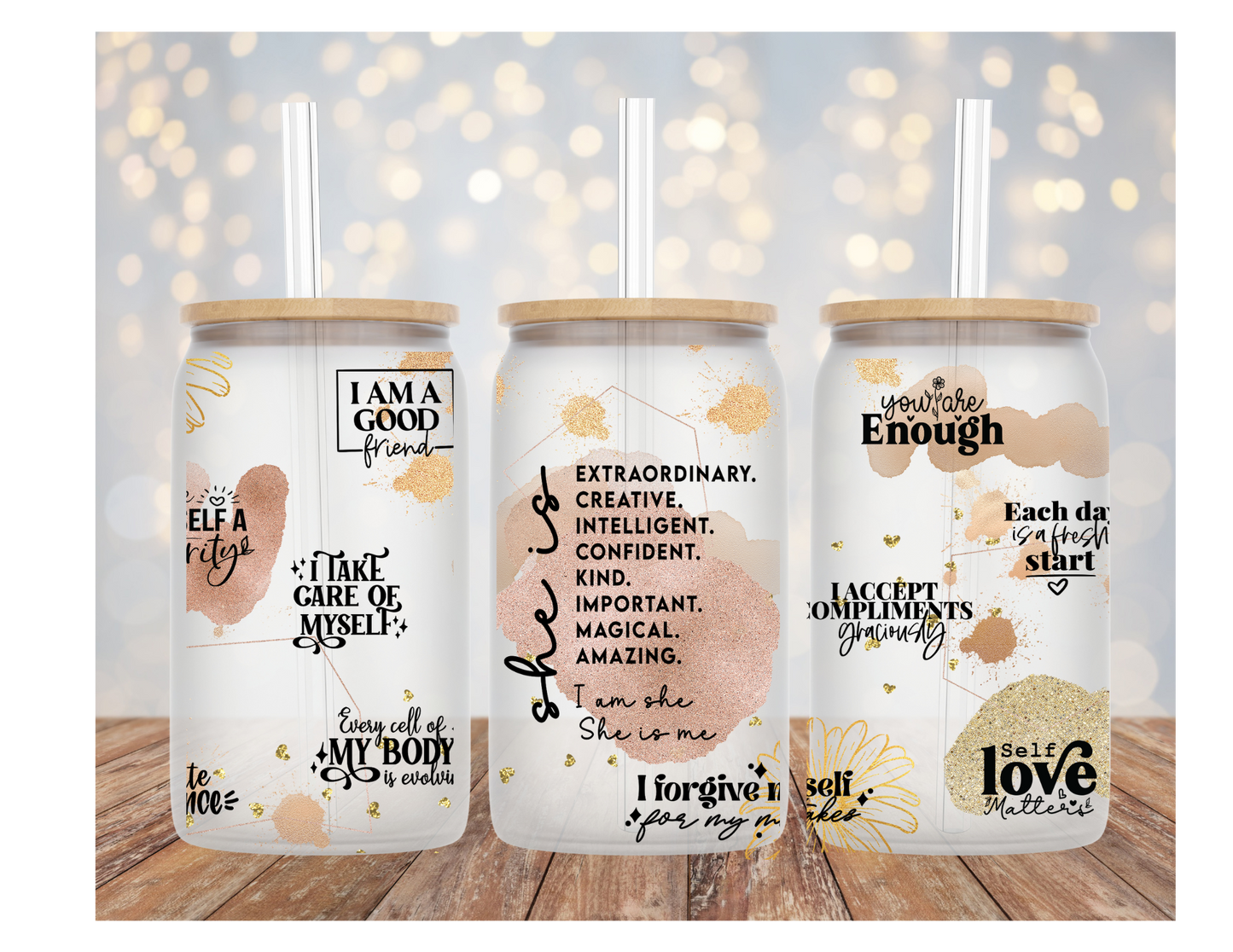 Affirmation Frosted Glass Can