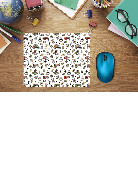 Mouse Pad- Coffee, Plants & Books