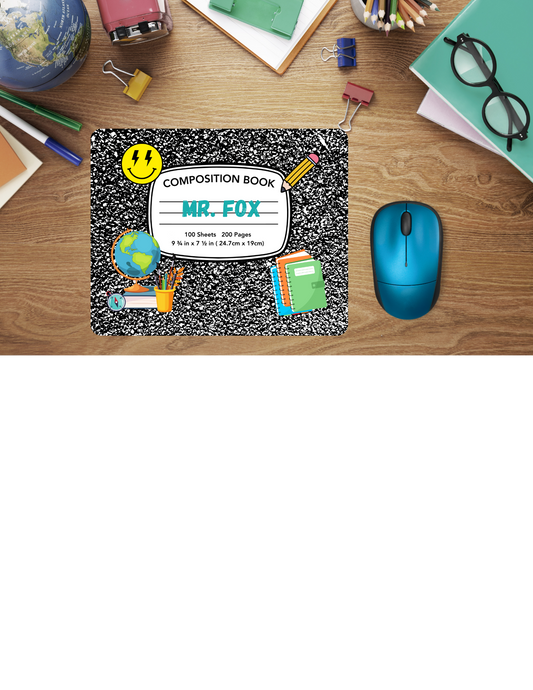 Mouse Pad- Composition Book Blue Name