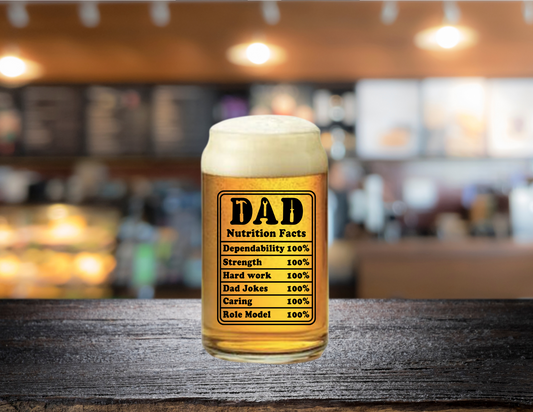 DAD Nutrition Facts- Glass Can
