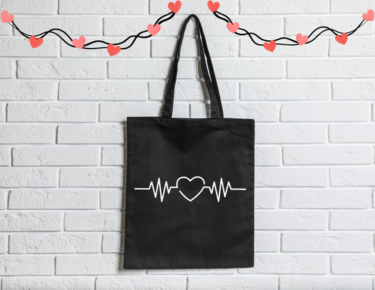 Heart Beat Line Tote Bag