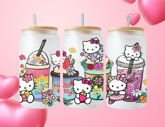 Hello Kitty Frosted Glass Can