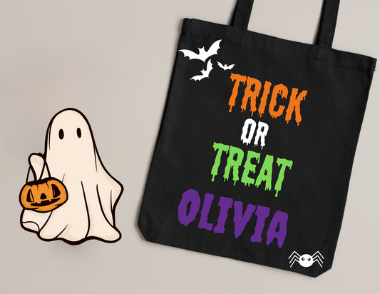 Trick or Treat Tote Bag with Name