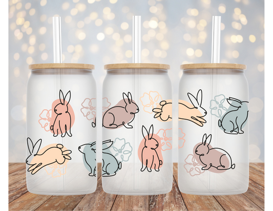 Easter Bunnies Frosted Glass Can