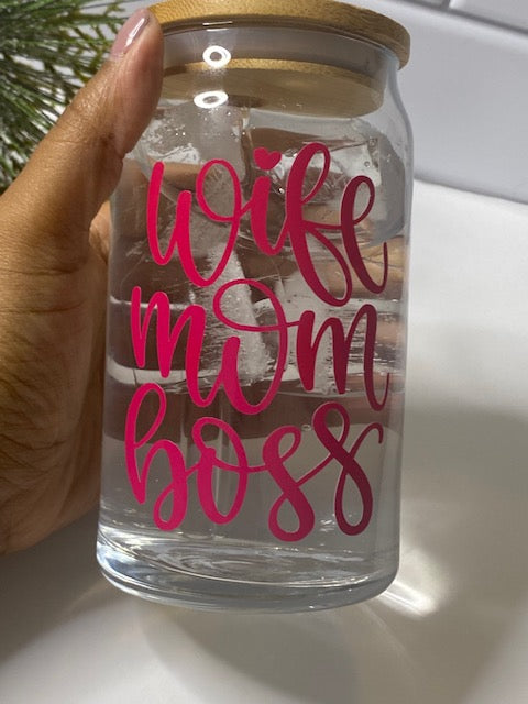 Wife Mom Boss Color Changing Glass Can